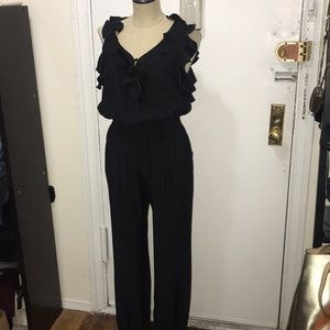 Black silk jumpsuit